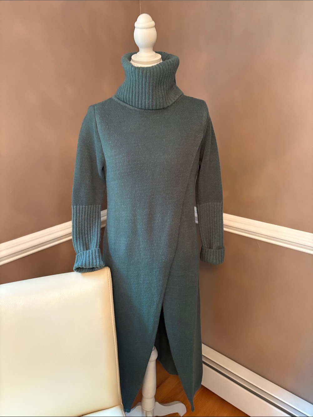 Turtleneck Longline Sweater Long - Teal